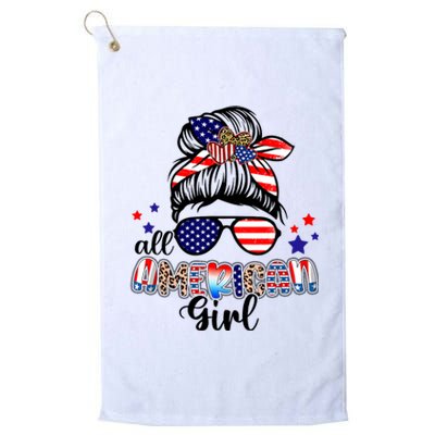 American Girl Life Messy Bun 4th Of July Patriotic USA Women Platinum Collection Golf Towel