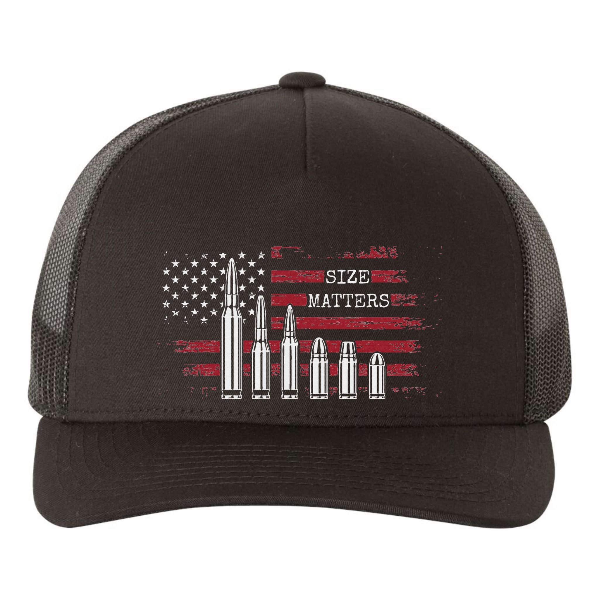 Ammo & Gun Lover  Size Matters Bullets & Caliber Yupoong Adult 5-Panel Trucker Hat