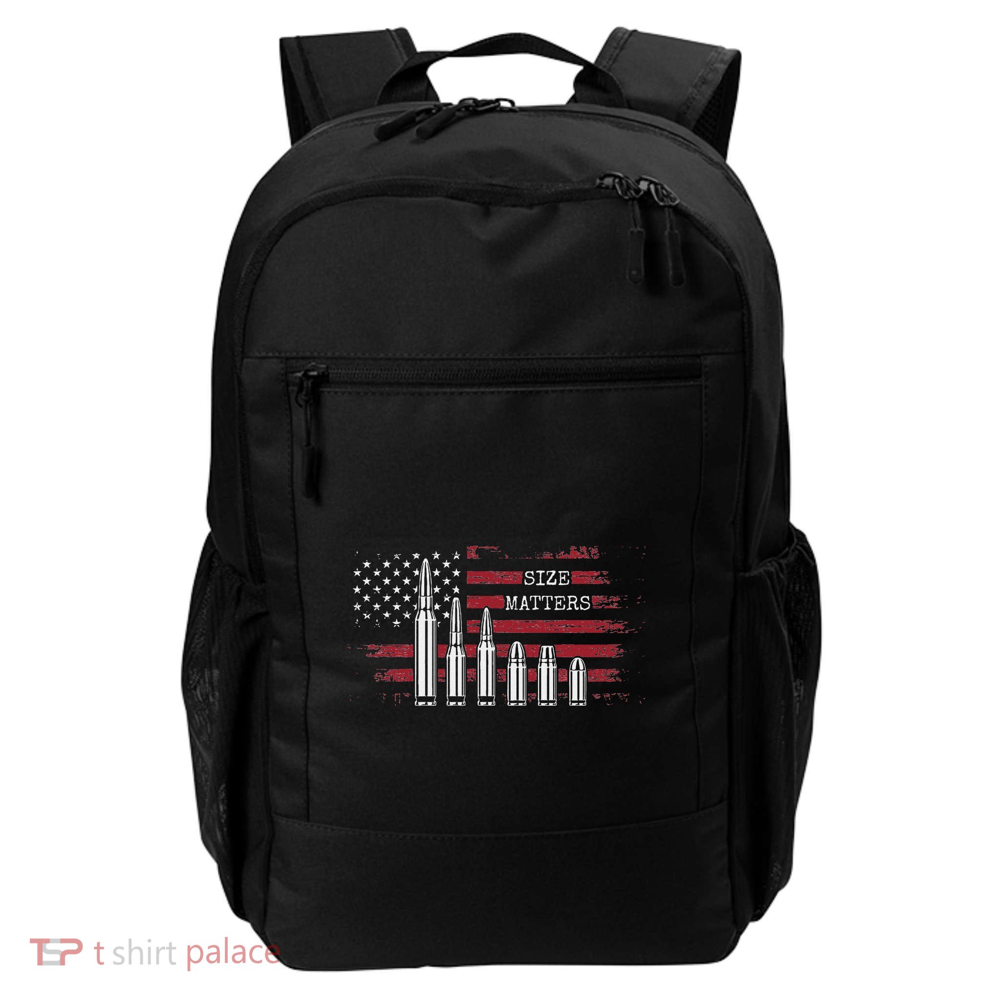 Ammo & Gun Lover  Size Matters Bullets & Caliber Daily Commute Backpack