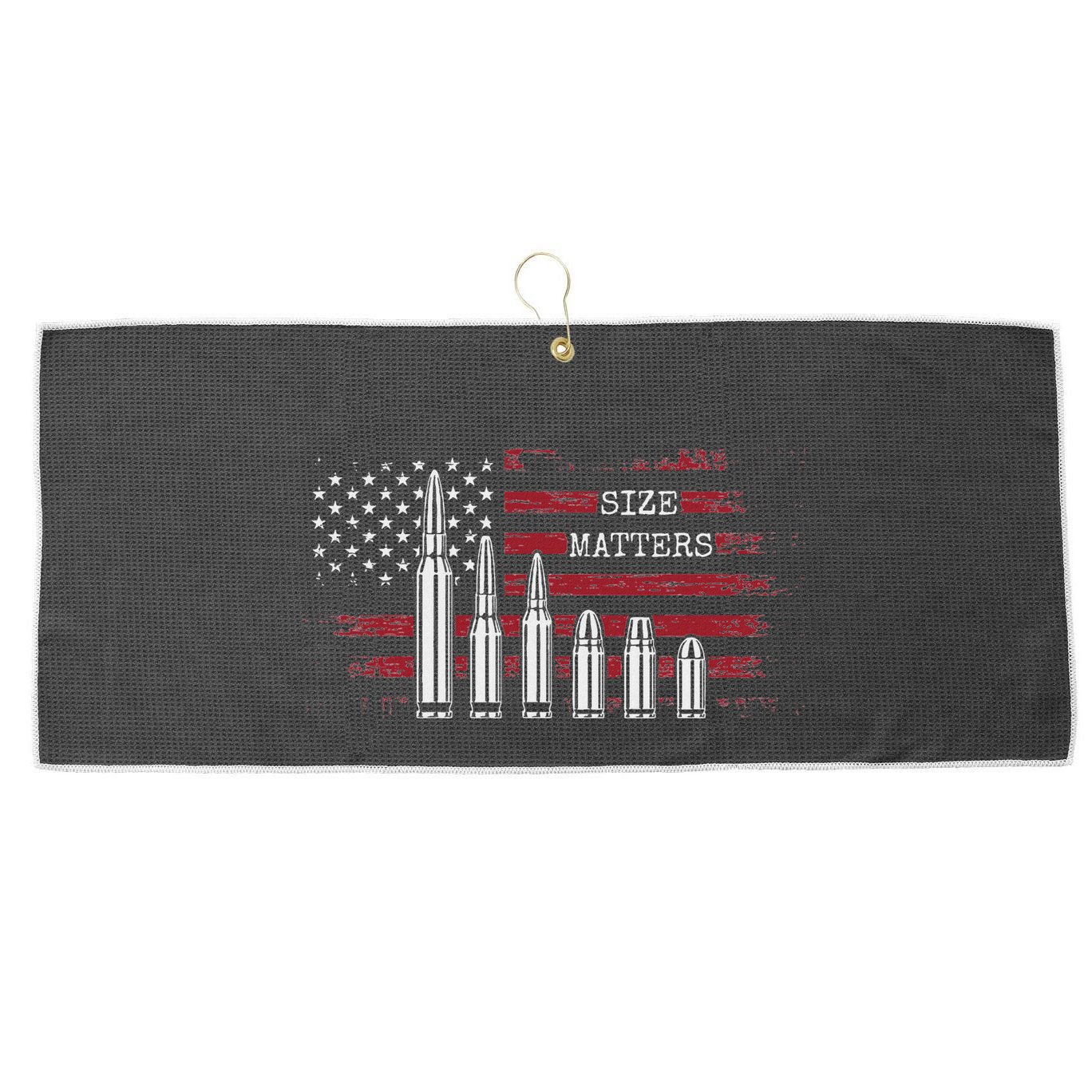Ammo & Gun Lover  Size Matters Bullets & Caliber Large Microfiber Waffle Golf Towel