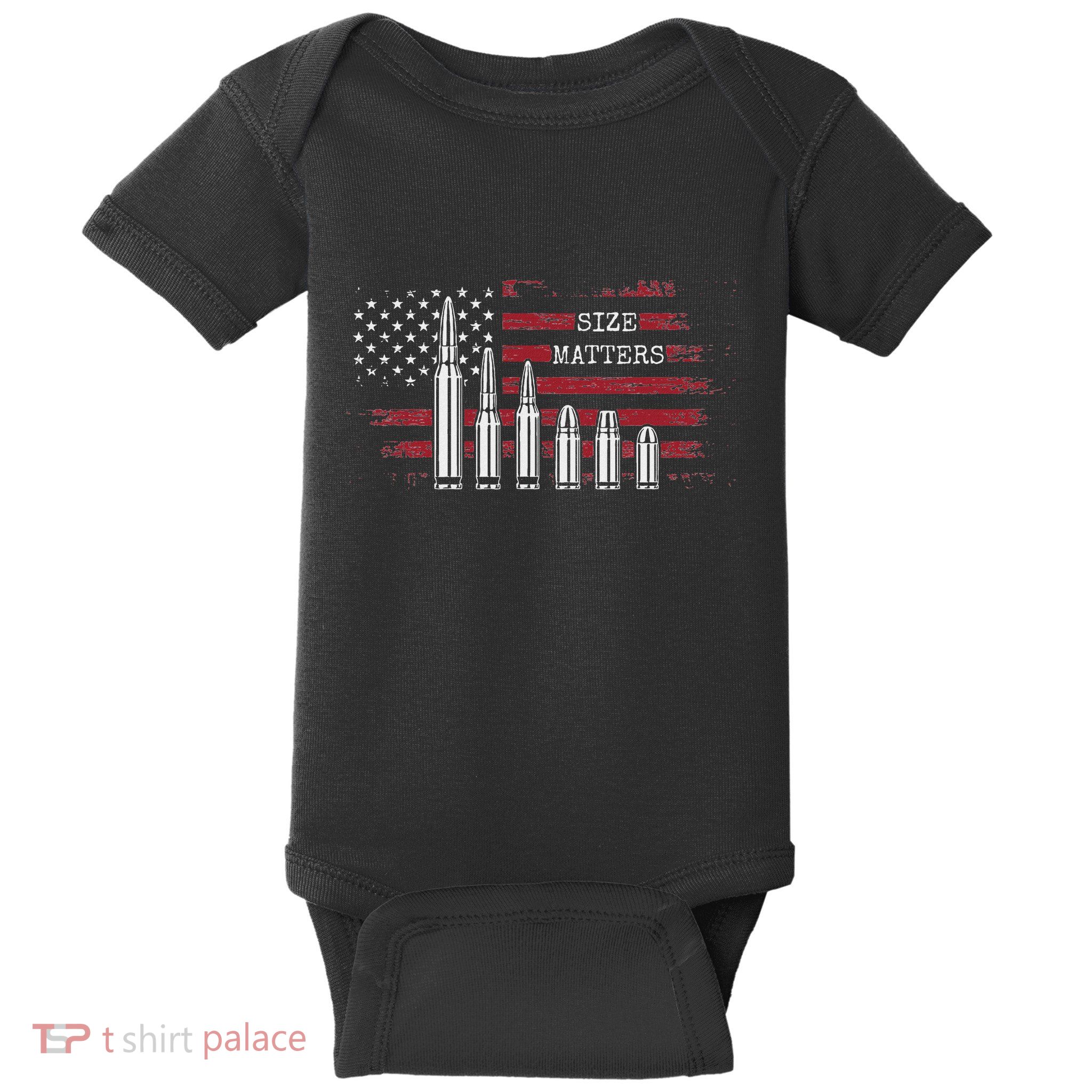 Ammo & Gun Lover  Size Matters Bullets & Caliber Baby Bodysuit