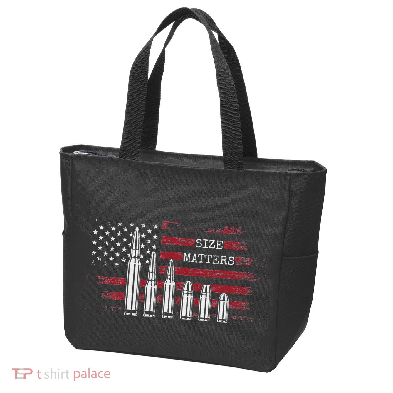 Ammo & Gun Lover  Size Matters Bullets & Caliber Zip Tote Bag