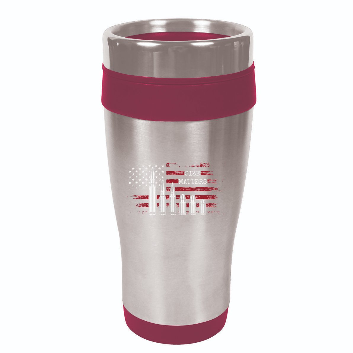 Ammo & Gun Lover  Size Matters Bullets & Caliber 16oz Travel Tumbler