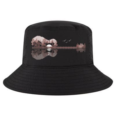 Acoustic Guitar Lake Sunset Guitarist Country Rock Music Cool Comfort Performance Bucket Hat