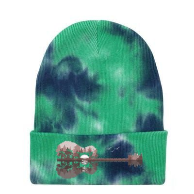 Acoustic Guitar Lake Sunset Guitarist Country Rock Music Tie Dye 12in Knit Beanie