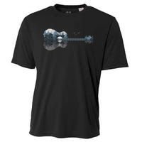 Acoustic Guitar Lake Sunset Guitarist Country Rock Music Cooling Performance Crew T-Shirt