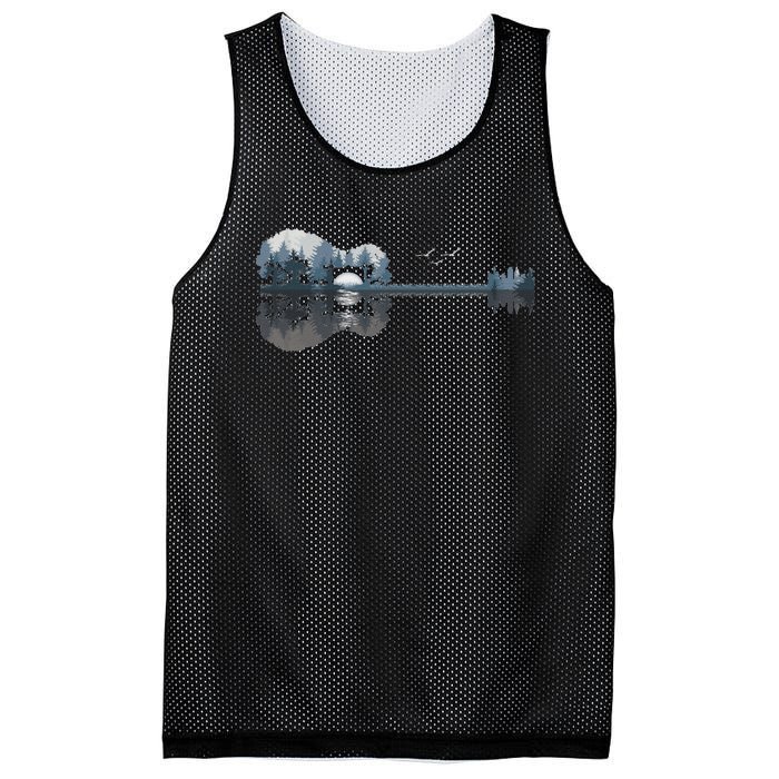 Acoustic Guitar Lake Sunset Guitarist Country Rock Music Mesh Reversible Basketball Jersey Tank