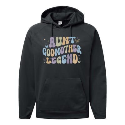 Aunt Godmother Legend Funny Godparent Performance Fleece Hoodie