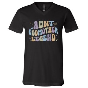 Aunt Godmother Legend Funny Godparent V-Neck T-Shirt