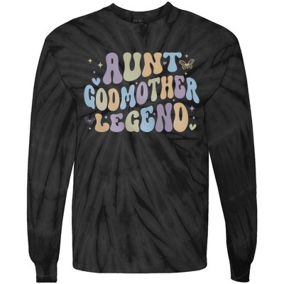 Aunt Godmother Legend Funny Godparent Tie-Dye Long Sleeve Shirt