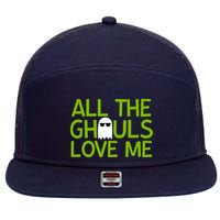 All Ghouls Love Me Funny Halloween Ghost 7 Panel Mesh Trucker Snapback Hat