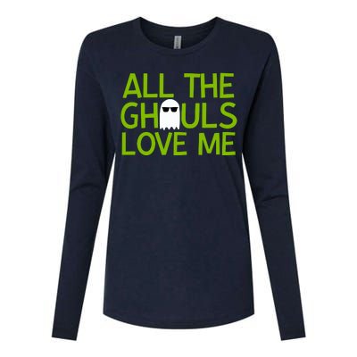 All Ghouls Love Me Funny Halloween Ghost Womens Cotton Relaxed Long Sleeve T-Shirt