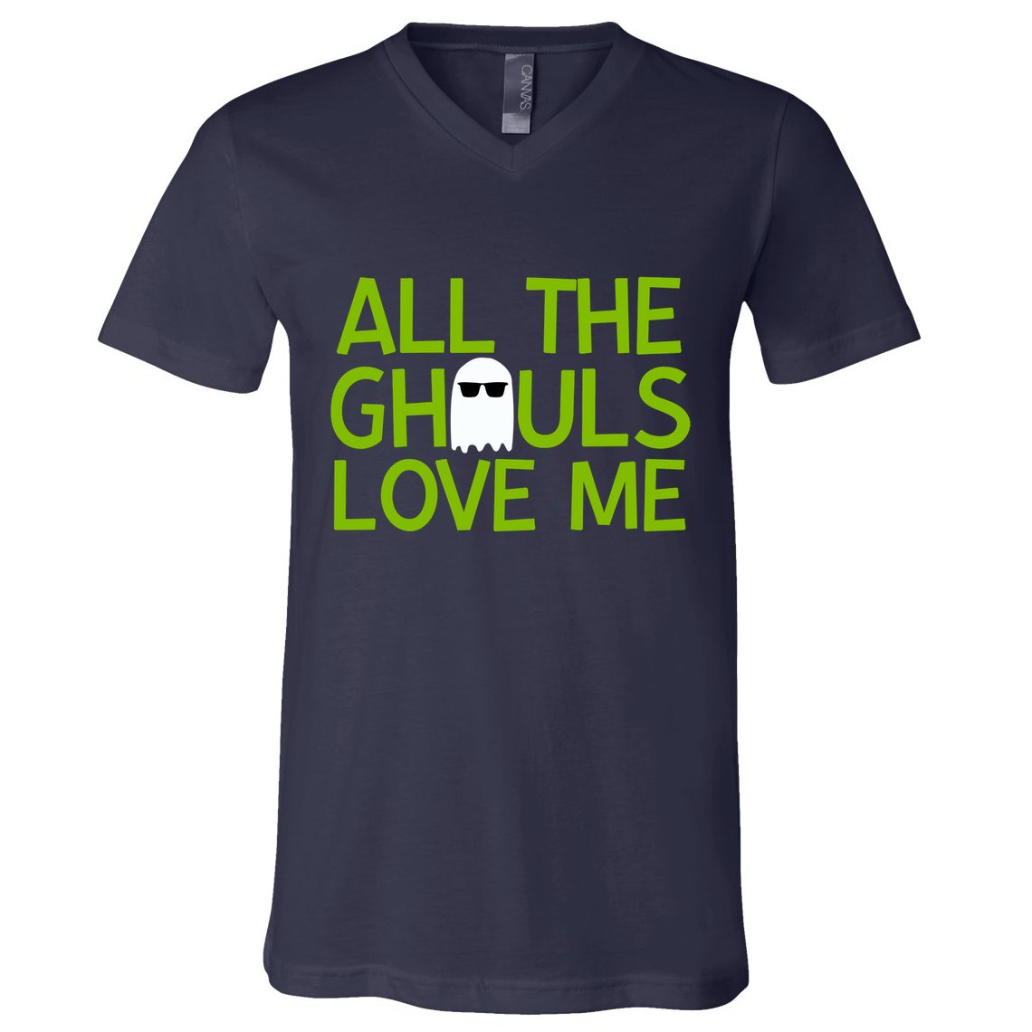 All Ghouls Love Me Funny Halloween Ghost V-Neck T-Shirt