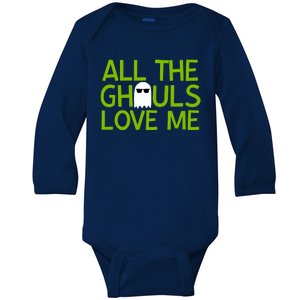 All Ghouls Love Me Funny Halloween Ghost Baby Long Sleeve Bodysuit