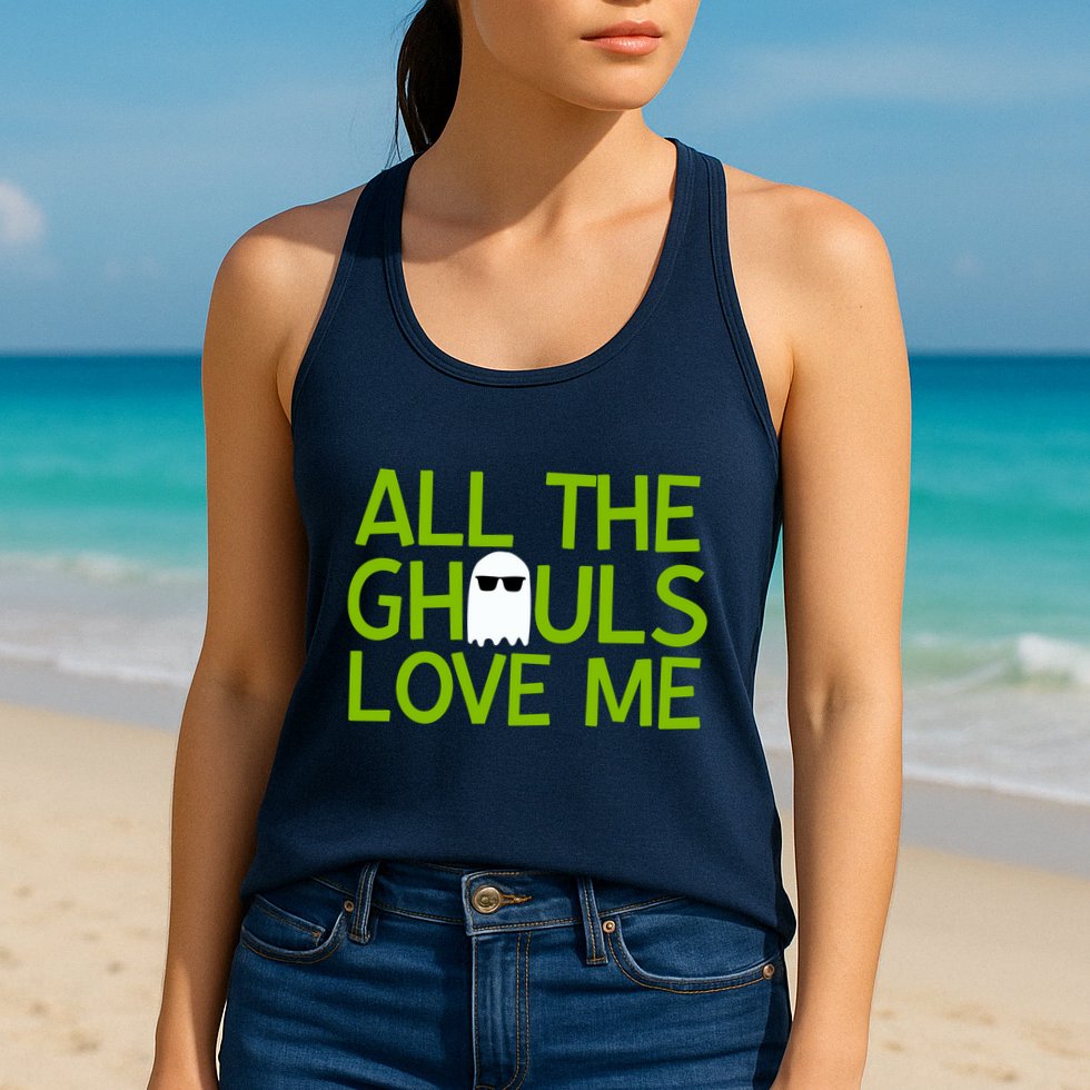 All Ghouls Love Me Funny Halloween Ghost Womens Tank Top