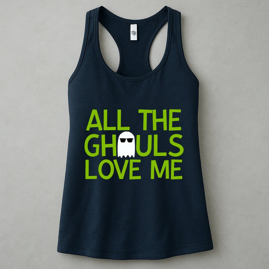 All Ghouls Love Me Funny Halloween Ghost Womens Tank Top