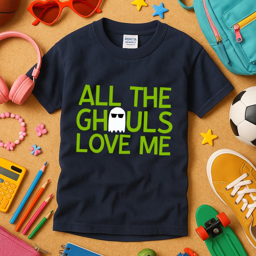 All Ghouls Love Me Funny Halloween Ghost Kids T-Shirt