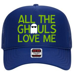 All Ghouls Love Me Funny Halloween Ghost High Crown Mesh Back Trucker Hat