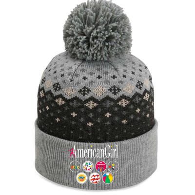 American Girl Logo & Grin Pins The Baniff Cuffed Pom Beanie