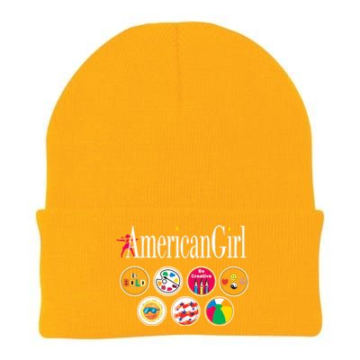 American Girl Logo & Grin Pins Knit Cap Winter Beanie