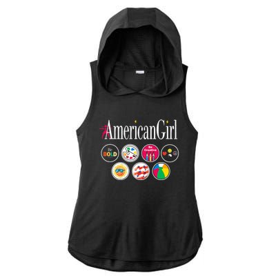 American Girl Logo & Grin Pins Ladies PosiCharge Tri-Blend Wicking Draft Hoodie Tank