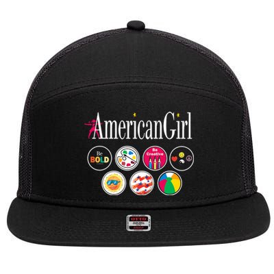 American Girl Logo & Grin Pins 7 Panel Mesh Trucker Snapback Hat