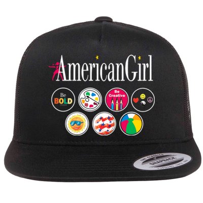 American Girl Logo & Grin Pins Flat Bill Trucker Hat