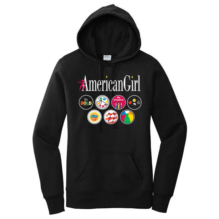 American Girl Logo & Grin Pins Women's Pullover Hoodie