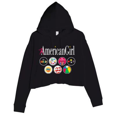 American Girl Logo & Grin Pins Crop Fleece Hoodie