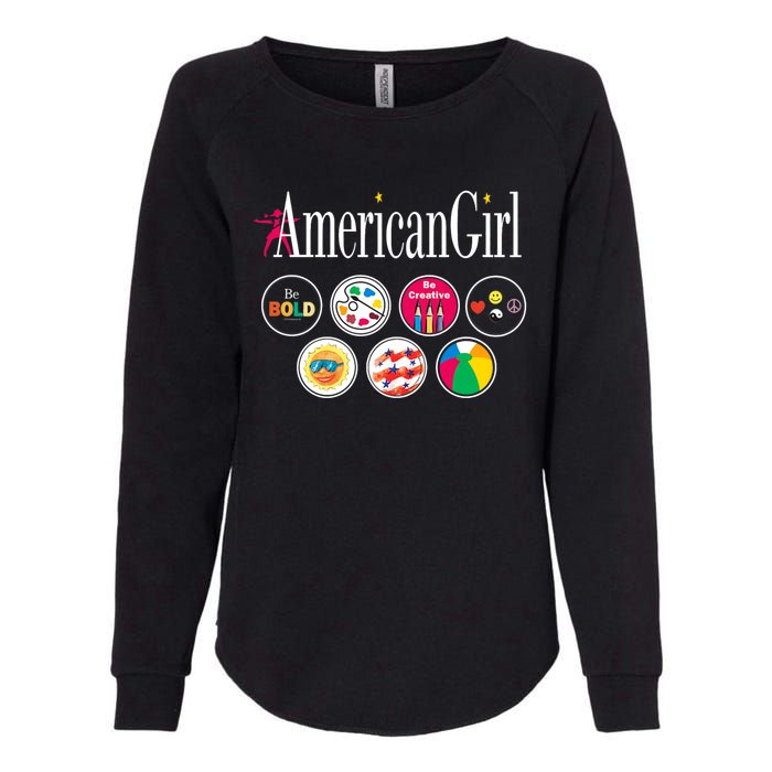 American Girl Logo & Grin Pins Womens California Wash Sweatshirt