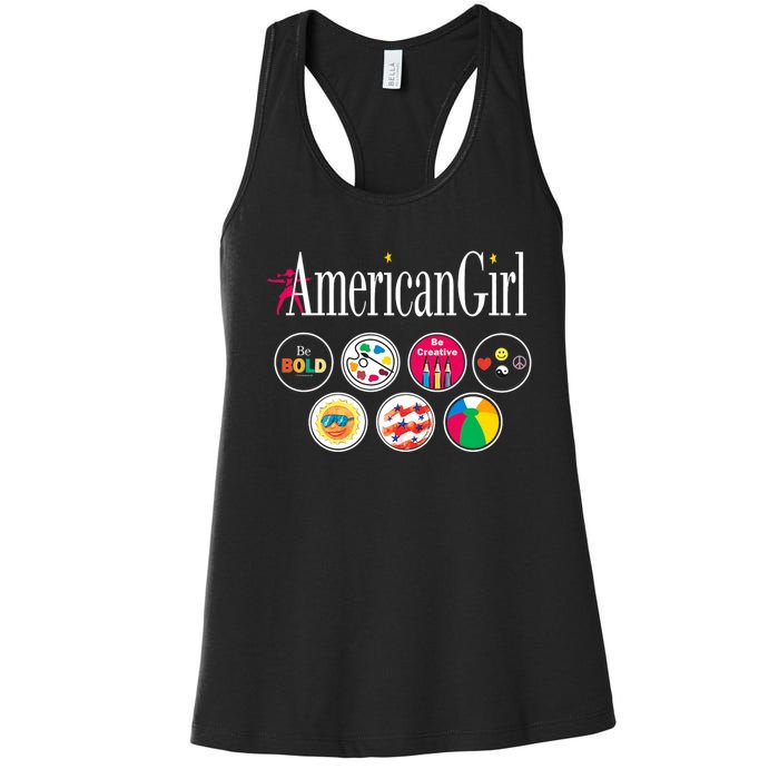 American Girl Logo & Grin Pins Women's Racerback Tank