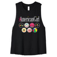 American Girl Logo & Grin Pins Women's Racerback Cropped Tank