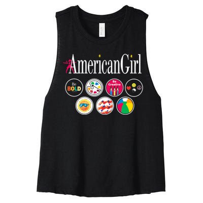 American Girl Logo & Grin Pins Women's Racerback Cropped Tank