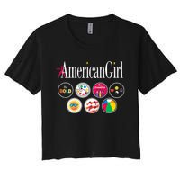 American Girl Logo & Grin Pins Women's Crop Top Tee