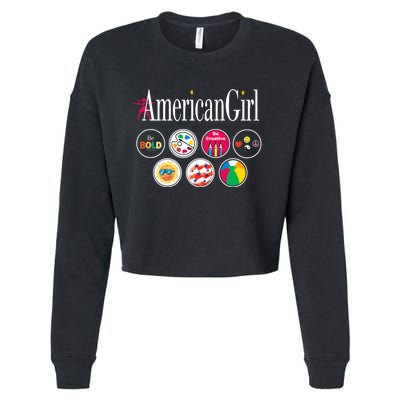 American Girl Logo & Grin Pins Cropped Pullover Crew