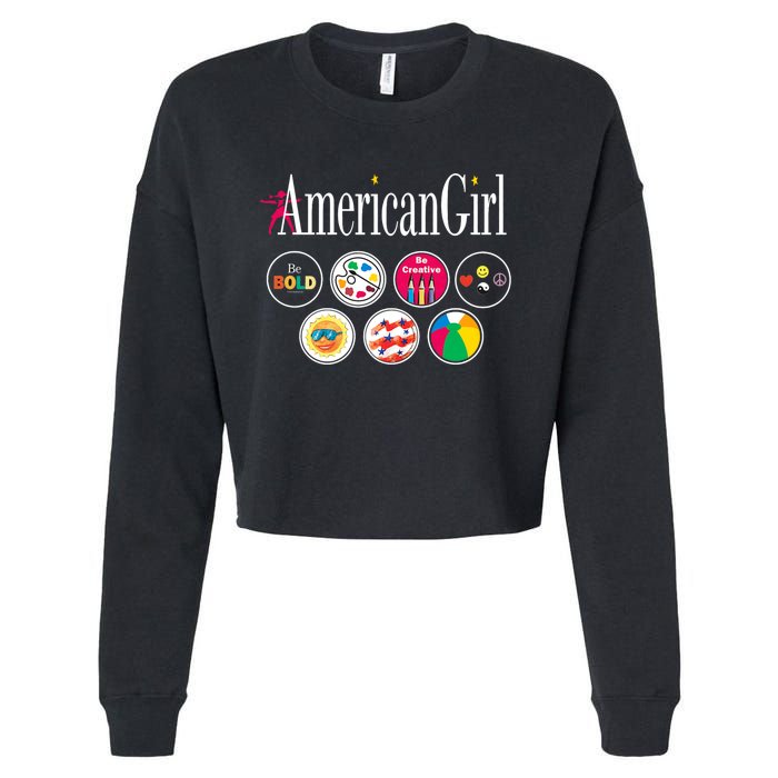 American Girl Logo & Grin Pins Cropped Pullover Crew