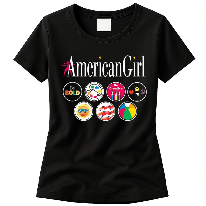 American Girl Logo & Grin Pins Women's T-Shirt