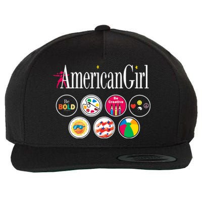 American Girl Logo & Grin Pins Wool Snapback Cap