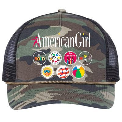 American Girl Logo & Grin Pins Retro Rope Trucker Hat Cap