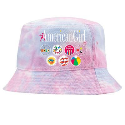 American Girl Logo & Grin Pins Tie-Dyed Bucket Hat