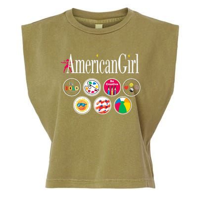 American Girl Logo & Grin Pins Garment-Dyed Women's Muscle Tee