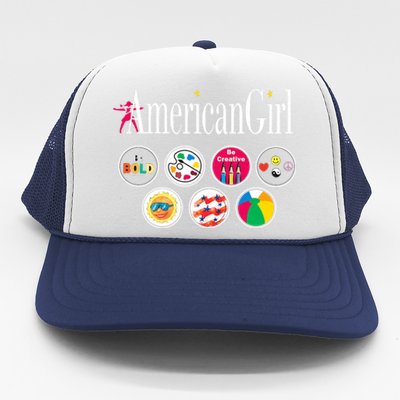 American Girl Logo & Grin Pins Trucker Hat