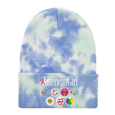 American Girl Logo & Grin Pins Tie Dye 12in Knit Beanie