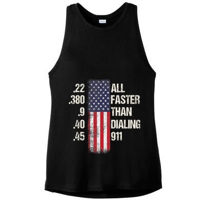 Ammo & Gun Lovers All Faster Than Dialing 911 Ladies PosiCharge Tri-Blend Wicking Tank