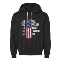Ammo & Gun Lovers All Faster Than Dialing 911 Garment-Dyed Fleece Hoodie