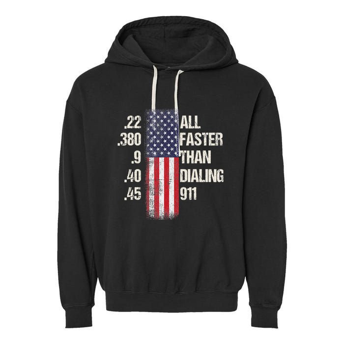 Ammo & Gun Lovers All Faster Than Dialing 911 Garment-Dyed Fleece Hoodie