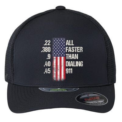 Ammo & Gun Lovers All Faster Than Dialing 911 Flexfit Unipanel Trucker Cap
