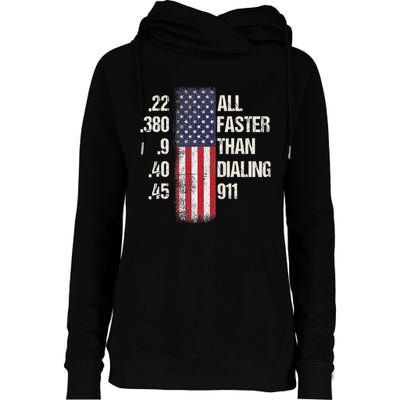 Ammo & Gun Lovers All Faster Than Dialing 911 Womens Funnel Neck Pullover Hood
