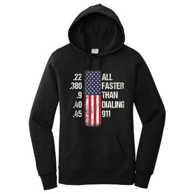 Ammo & Gun Lovers All Faster Than Dialing 911 Women's Pullover Hoodie