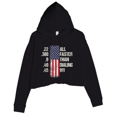 Ammo & Gun Lovers All Faster Than Dialing 911 Crop Fleece Hoodie